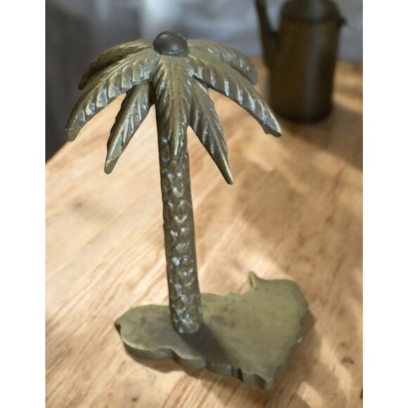 Vintage Brass Palm Tree Paperweight Or Decor Accent - Picture 2 of 5